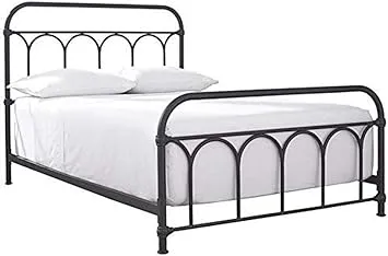 Signature Design by Ashley Nashburg Farmhouse Industrial Queen Metal Bed with Powdercoated Finish, Matte Black