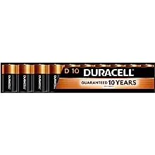 Duracell Coppertop D Batteries, 10 Count Pack, D Battery with Long-lasting Power, All-Purpose Alkaline D Battery for Household and Office Devices