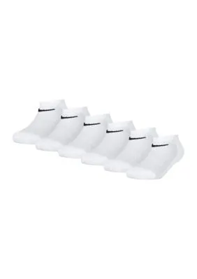 Nike Boys 4-7 6 Pack Mesh Cushion No Show Socks, White, 4-5