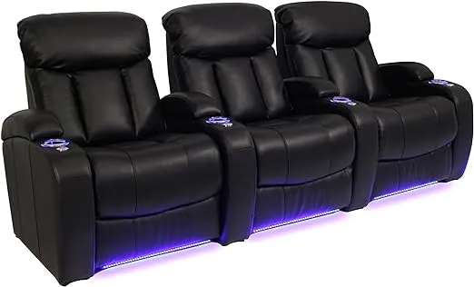 Seatcraft Grenada Home Theater Seating, Black, Leather, Row of 3 - Contemporary - Theater Seating - by Stargate Cinema | Houzz