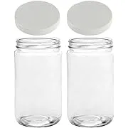 JARMING COLLECTIONS Mason Jars 32 Oz Glass EXTRA WIDE MOUTH Quart Storage Jars with Lids