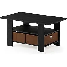 Furinno Andrey Coffee Table with Bin Drawer, Americano/Medium Brown 11158AM/MBR