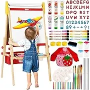 Belleur All-in-One Easel for Kids, Adjustable Height Art Easel for Kids 2-8, Larger Double-Sided Magnetic Board with 2 Paper Rolls, Kid Easel for Toddlers, Perfect Painting Easel, Ideal Christmas Gift