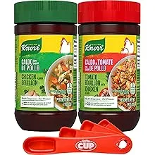 Knorr Granulated Bouillon Bundle, Chicken Flavor and Tomato with Chicken Flavor, 7.9 oz (Pack of 2) with By The Cup Swivel Spoon