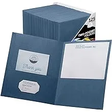 FILE-EZ Two-Pocket Folders Dark Blue 125-Pack Textured Paper Letter Size (EZ-32423)