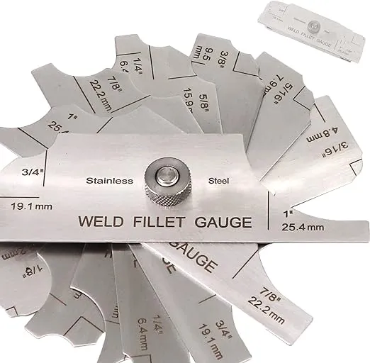 Stainless steel fillet weld set gage Rl Gauge 1/8''-1'' welding inspection test Unlar metric & inch Accurate 7-pieces