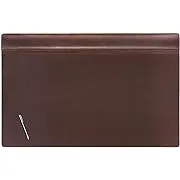 Dacasso Leather Top-Rail Desk Pad - Rectangular - 38" Width - Top Grain Leather, Leatherette - Chocolate Brown