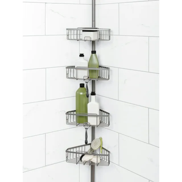 Zenna Home Tension Pole Shower Caddy Satin Nickel