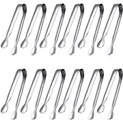 JCREN 12 Pcs Serving Tongs, Small Serving Utensils for Parties Catering Gold Tongs, Food-Grade 304 Stainless Steel Mini Appetizer Tongs for Tea Party Coffee Bar, 4" Sugar Tongs - Gold