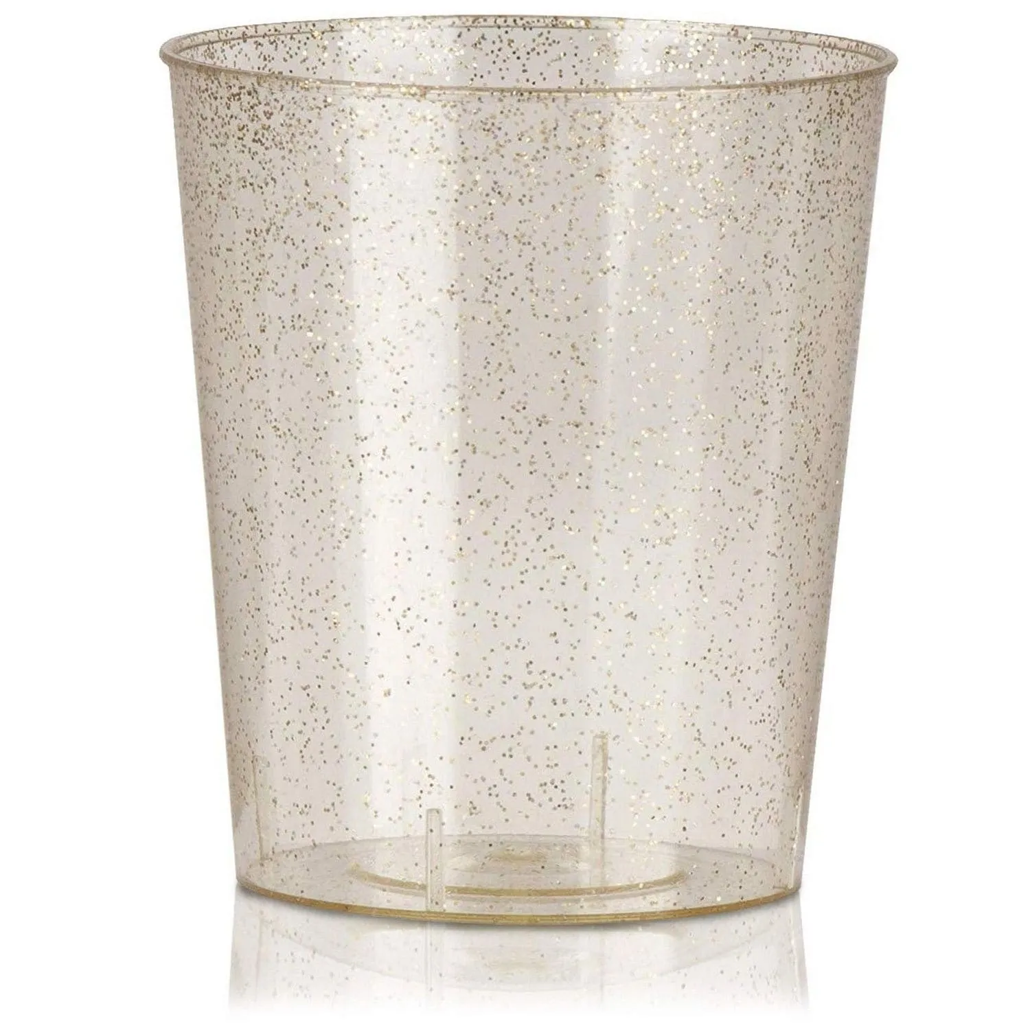 100-Pack Bulk 2 Ounce Glitter Gold Plastic Disposable Party Shot Glasses