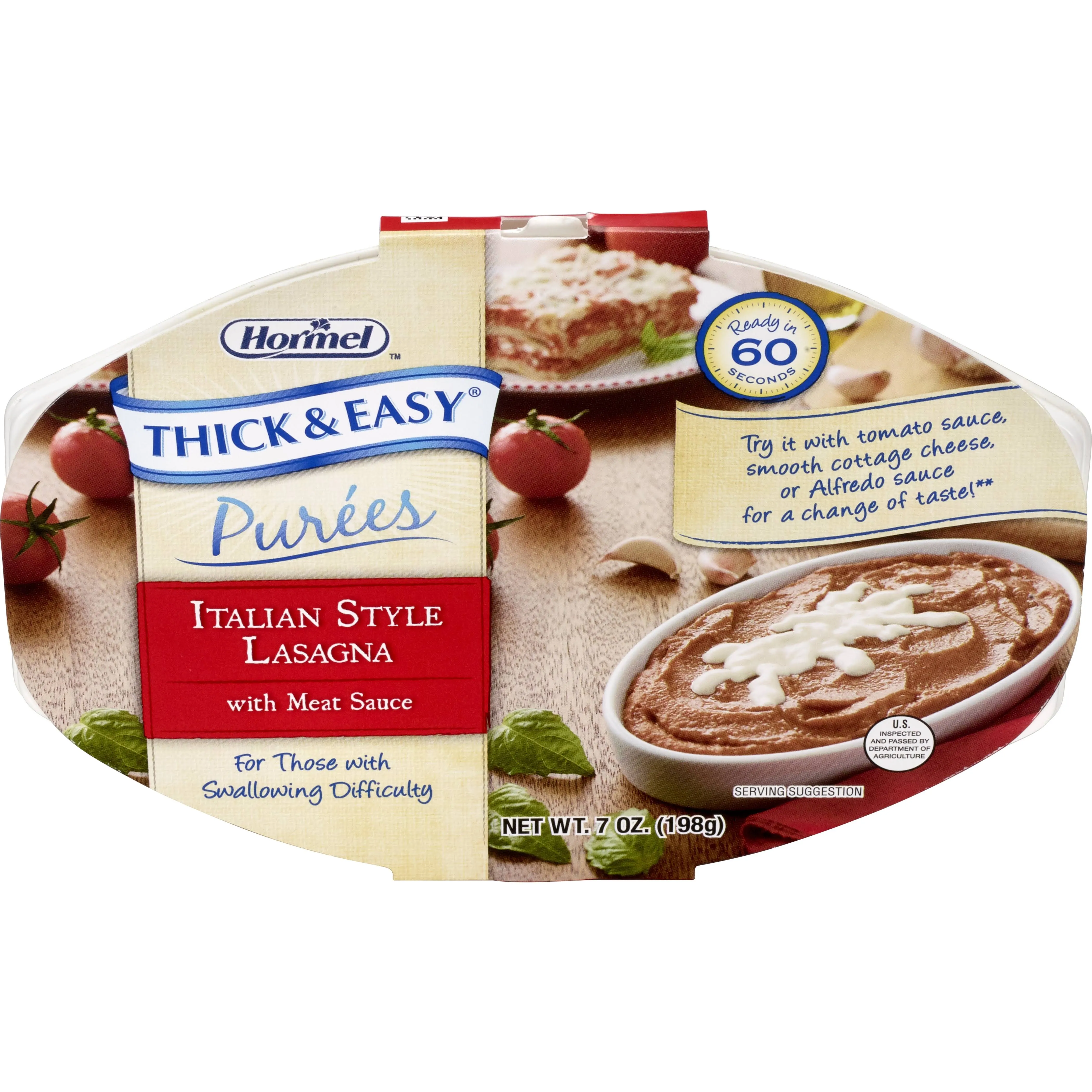 Thick & Easy Puree Italian Style Beef Lasagna-7 oz.-7/Case | Hormel