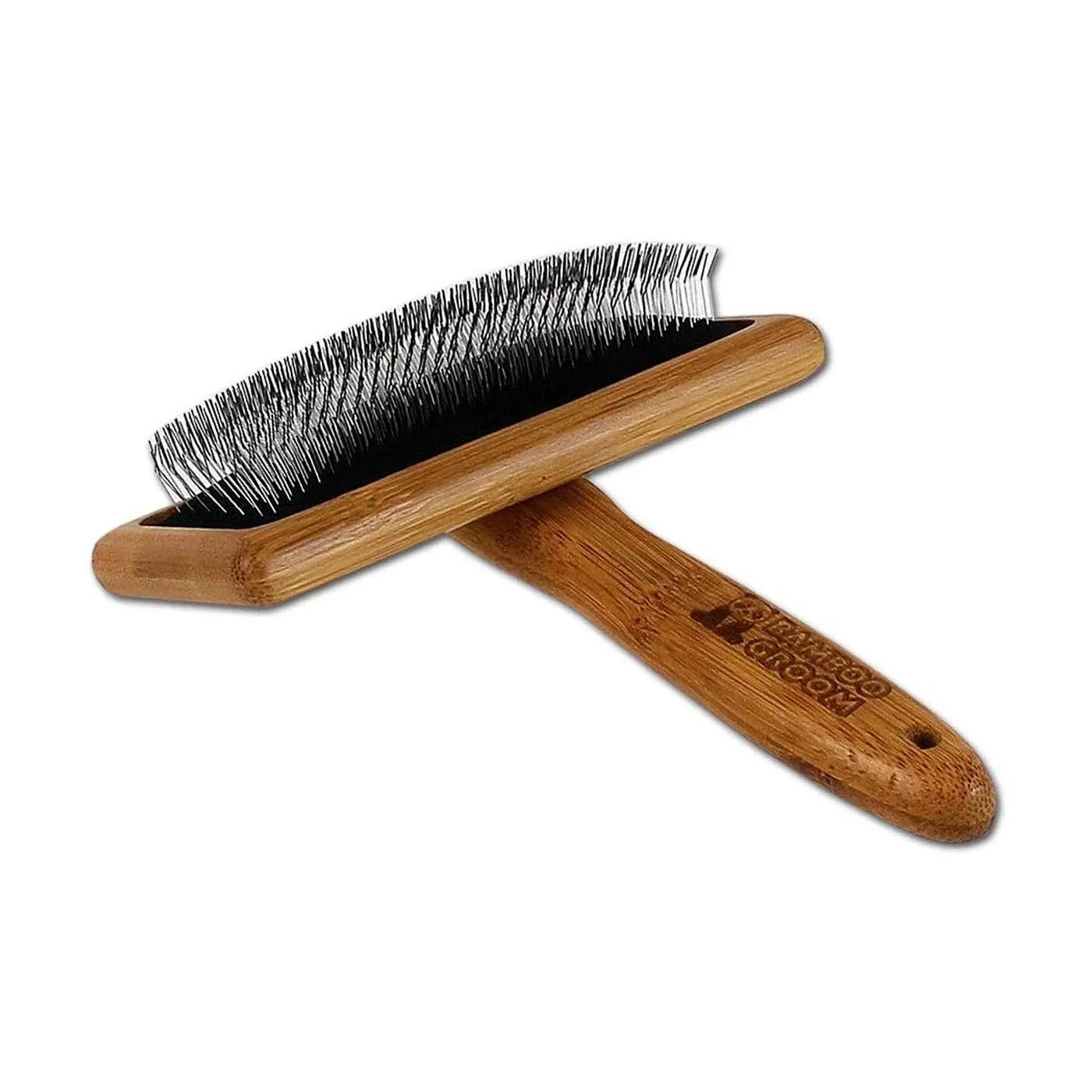 Bamboo Groom Slicker Brush with Stainless Steel Pins (Large)