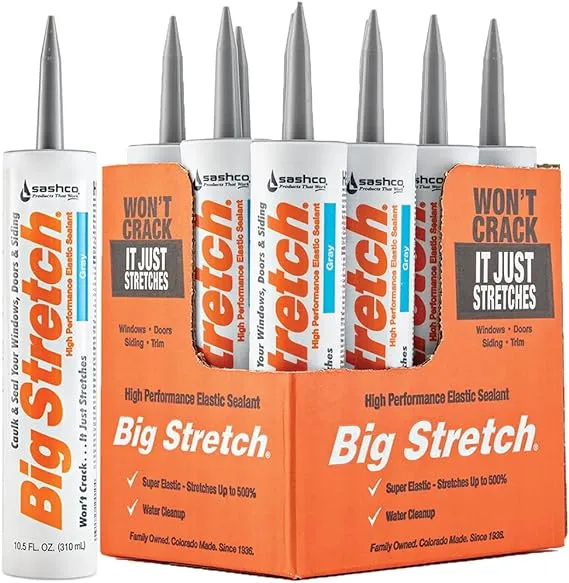 Sashco Big Stretch Gray Elastomeric Acrylic Latex Door/Siding/ Window Caulk 10.5 oz