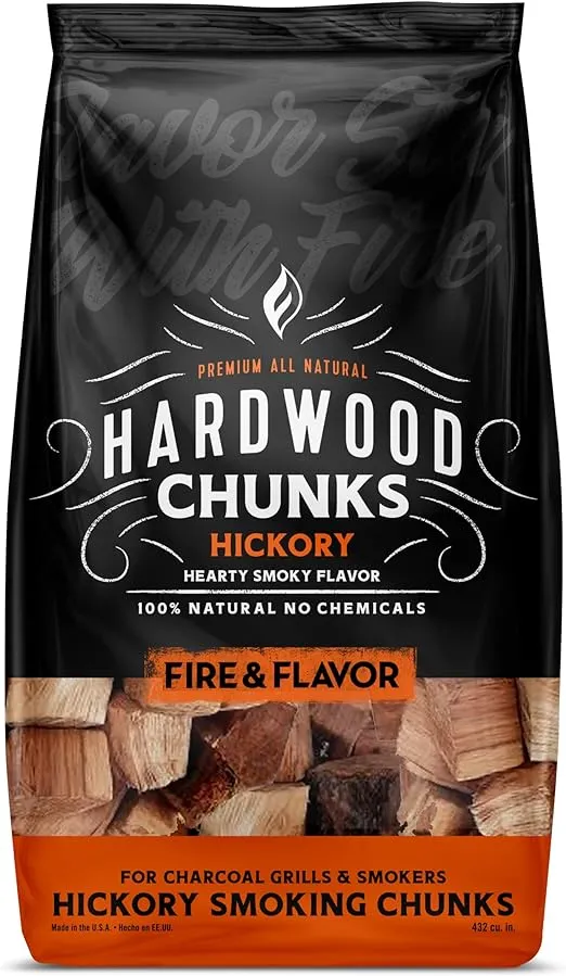 Fire & Flavor Cherry Wood Chunks for Smoking and Grilling - All-Natural, Long-Lasting with a Mildly Sweet Flavor - Large Chunk Wood Chips for Smokers,Red