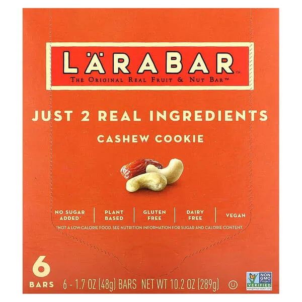 Larabar Fruit & Nut Bars, Cashew Cookie - 6 pack, 1.7 oz bars