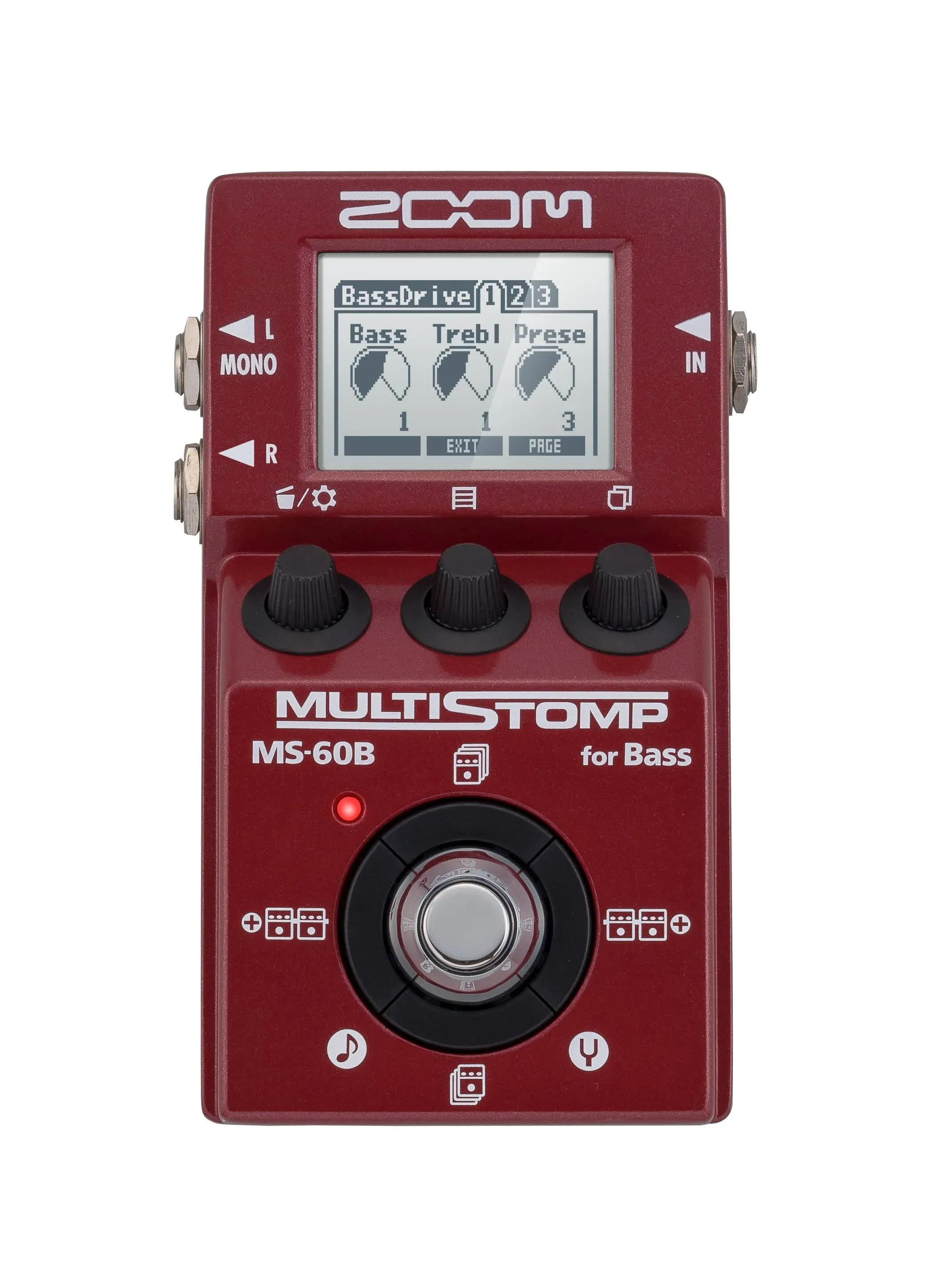 Zoom MS-60B MultiStomp Bass Guitar Effects Pedal, Single Stompbox Size, 58 Built-in effects, Tuner