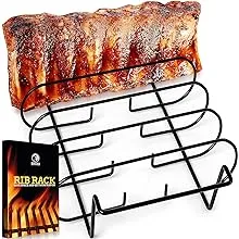 BBQ Rib Racks for Smoking, Gas Smoker or Charcoal Grill, Sturdy &amp; Non Stick S...