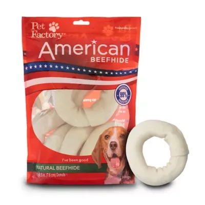 Pet Factory American Beefhide Donuts Chicken Flavored 3" Dog Chew Treats