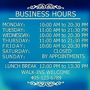 Lokaus Professional Business Hours Sign Sticker Kit 20 Inches Changeable Hours Sign for Business Customized Glass Window Sign for Operation Sign