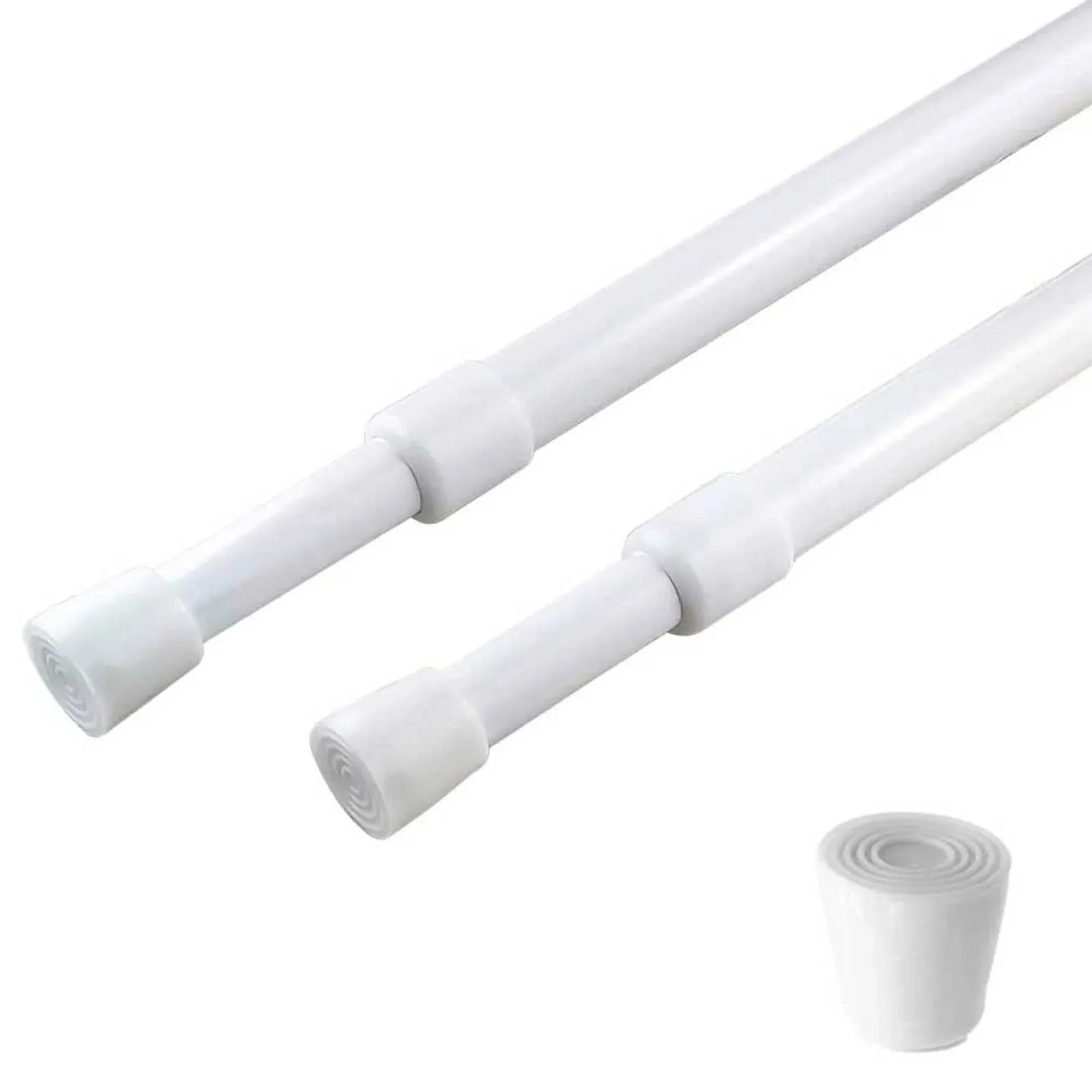 2 Pack Curtain Rod Adjustable 28-43 Inches，5/8&#034; Diameter， White，Small Short 