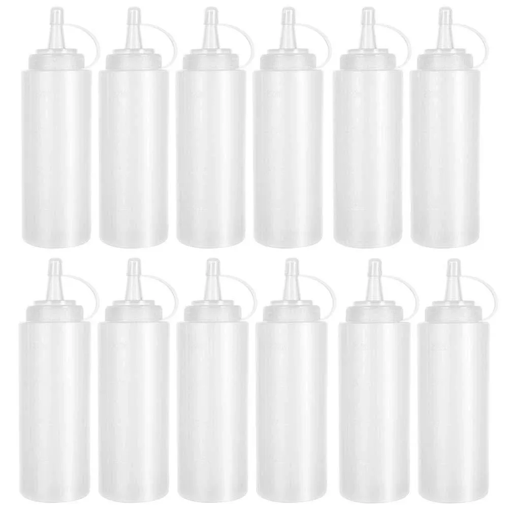 12 Pack 8 oz Plastic Squeeze Bottles Multipurpose Squirt Bottles for Ketchup