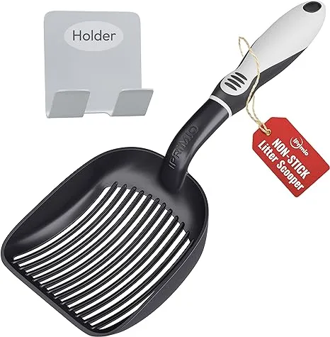 Patented Solid Aluminum Cat Litter Scooper - Deep Shovel &amp; Easy Grip Handle