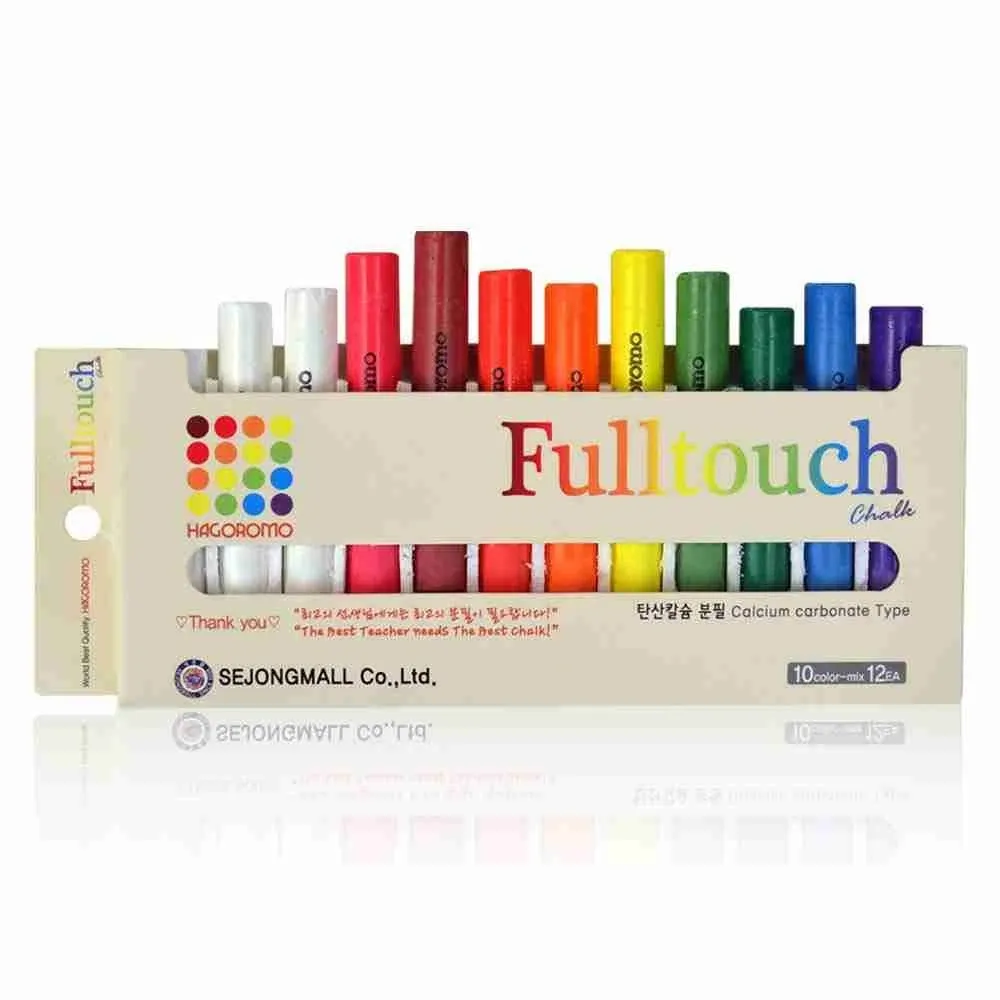 HAGOROMO Fulltouch Color Chalk Non-Toxic - 12 Pcs/10 Color Mix 1 Box, Assorted