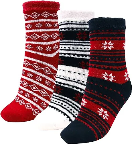 AirPlus Holiday 3 Pack of Dual Layer Cozy Cabin Socks for Women Size 5-10, Aloe ...