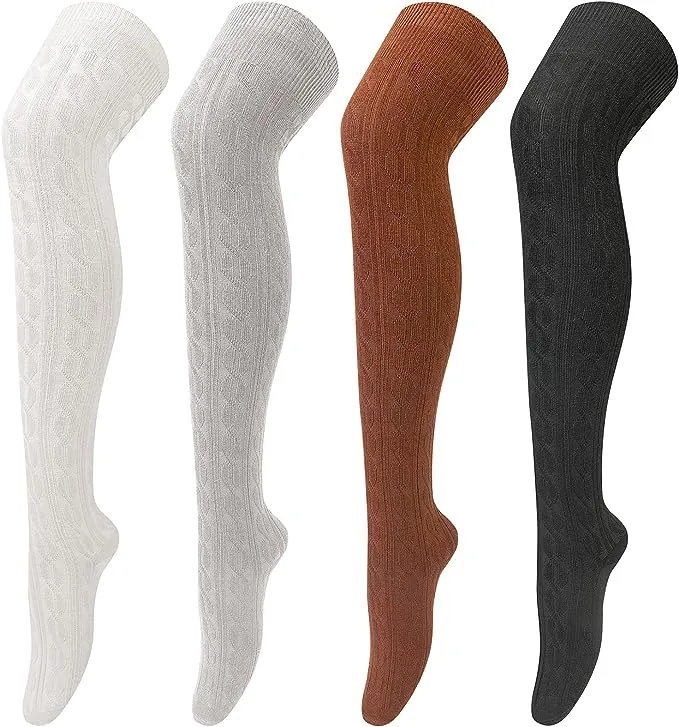 Loritta Women's Knit Long Over the Knee Socks (4 Pairs)