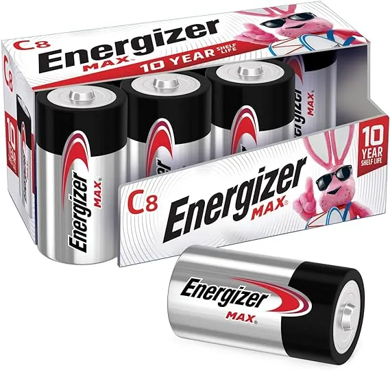 Energizer MAX C Batteries (8 Pack), C Cell Alkaline Batteries