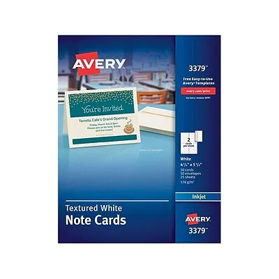 Avery Textured Genral Use Note Cards, White, 50/Pack (03379) | Quill