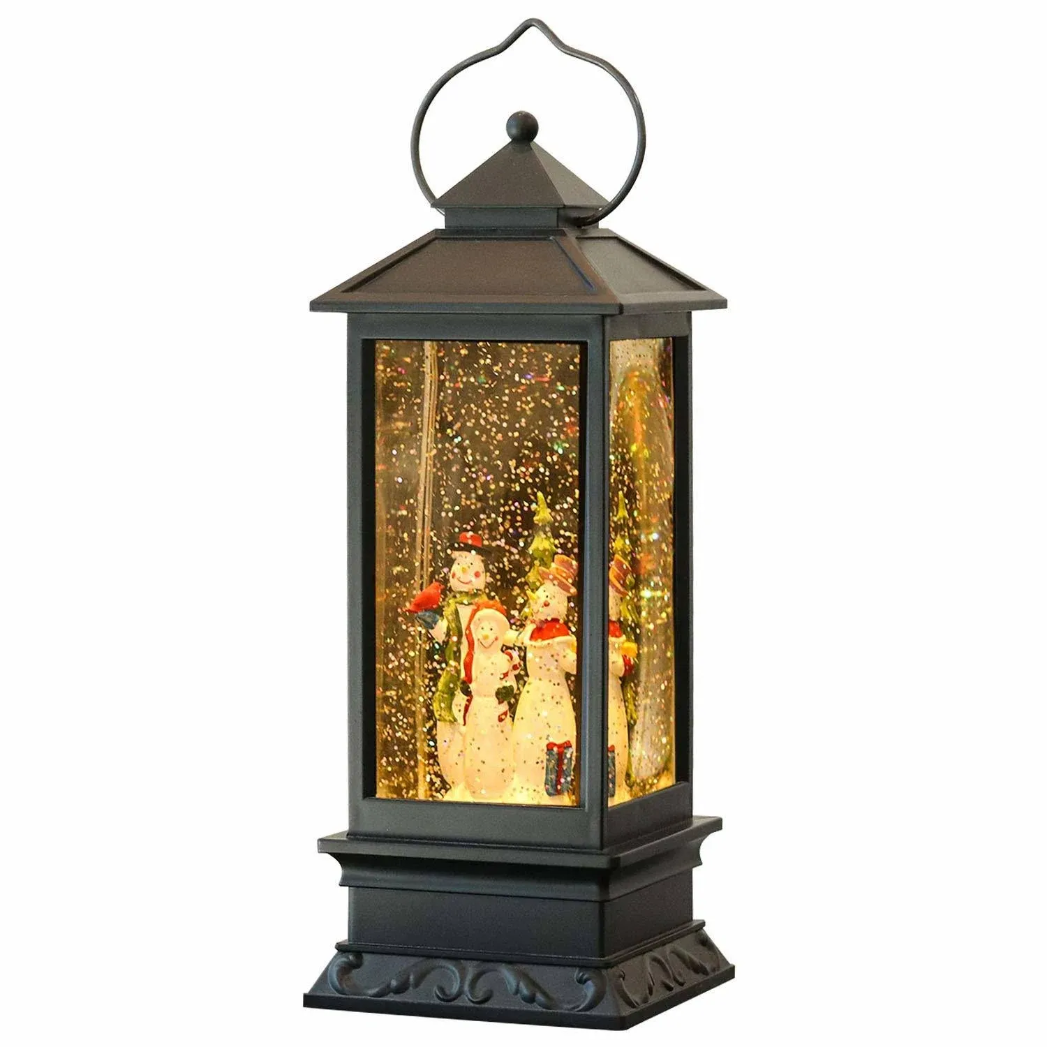 Wondise Lighted Musical Snow Globe Lantern with 6 Hour Timer, 12 Inches USB ...