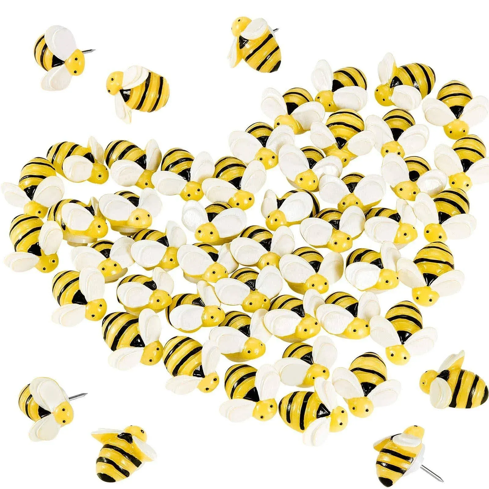 50 Pieces Bee Pushpins Bees Thumb Tacks Fun Decorative Bee Thumbtacks for Wall Whiteboard Corkboard Wall Maps Bulletin Board Photo