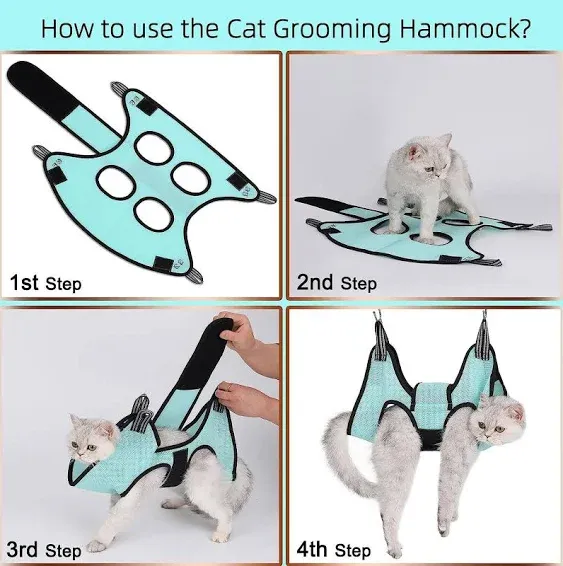 RRQKMBO 9 in 1 Pet Grooming Hammock Harness for Cats & Xs Dogs,Dog Grooming Hammock RESTRAINT Bag with Nail Clipper/Nail File,Glove,Pet Toothbrush