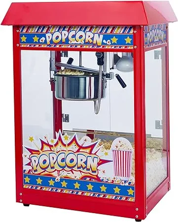 Winco POP-8R Popcorn Machine, 8 Ounce, Red