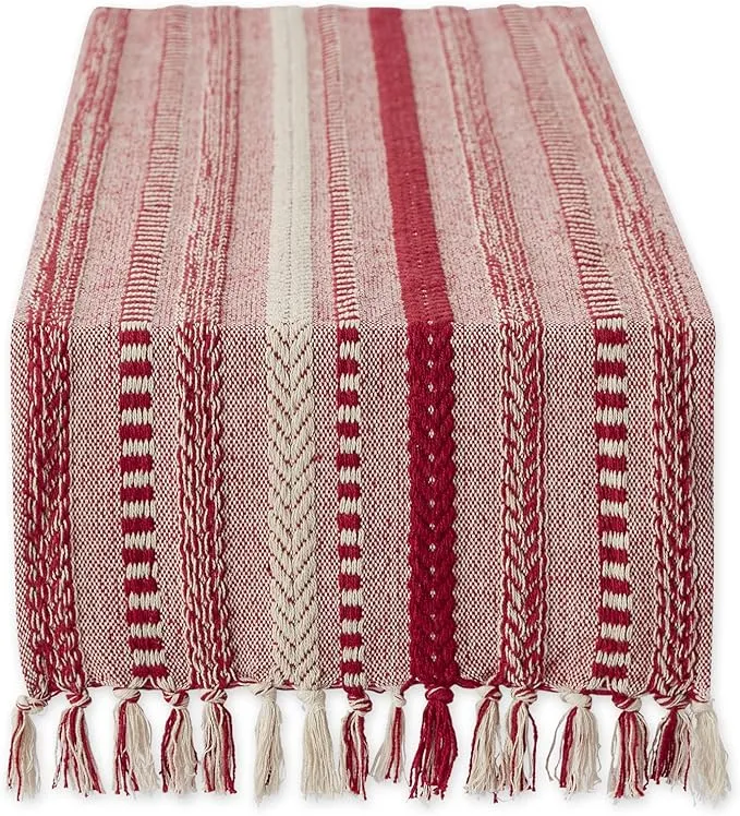 Dii Braided Stripe 108" Table Runner in Antique Green