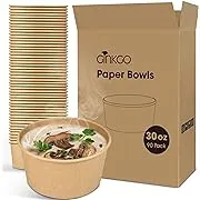 90 Count 30 oz Large Paper Bowls Leak Proof Disposable Hot Soup Bowls Bulk No Plastic Lids for Daily Dinner or Lunch