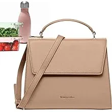 Medium Adult Lunch Bag for Women Beige Tan Lunchbox, College Lunch Box for Women Professional Teachers Nurses Teen Girls, Cute Lunchbag Adult Woman, Insulated Womens Lunch Bags for Work