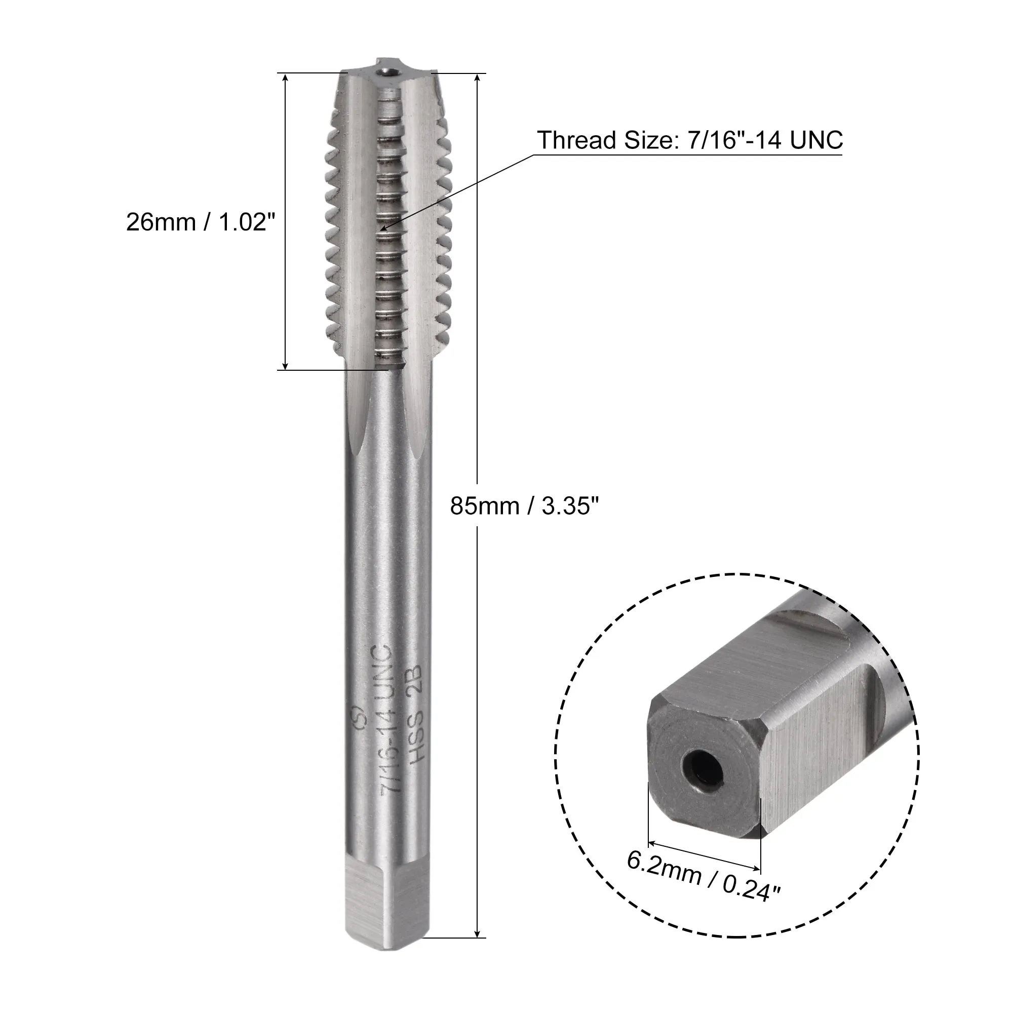 HSS (High Speed Steel) Straight Flutes Machine Thread Screw Tap Tool - Silver Tone