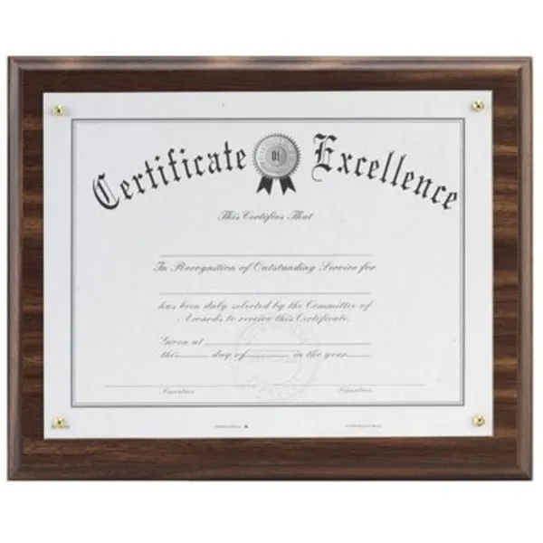 DAX Solid Wood Award Plaques - Holds 8.50" x 11" Insert - Horizontal, Vertical - 1 Each - Walnut