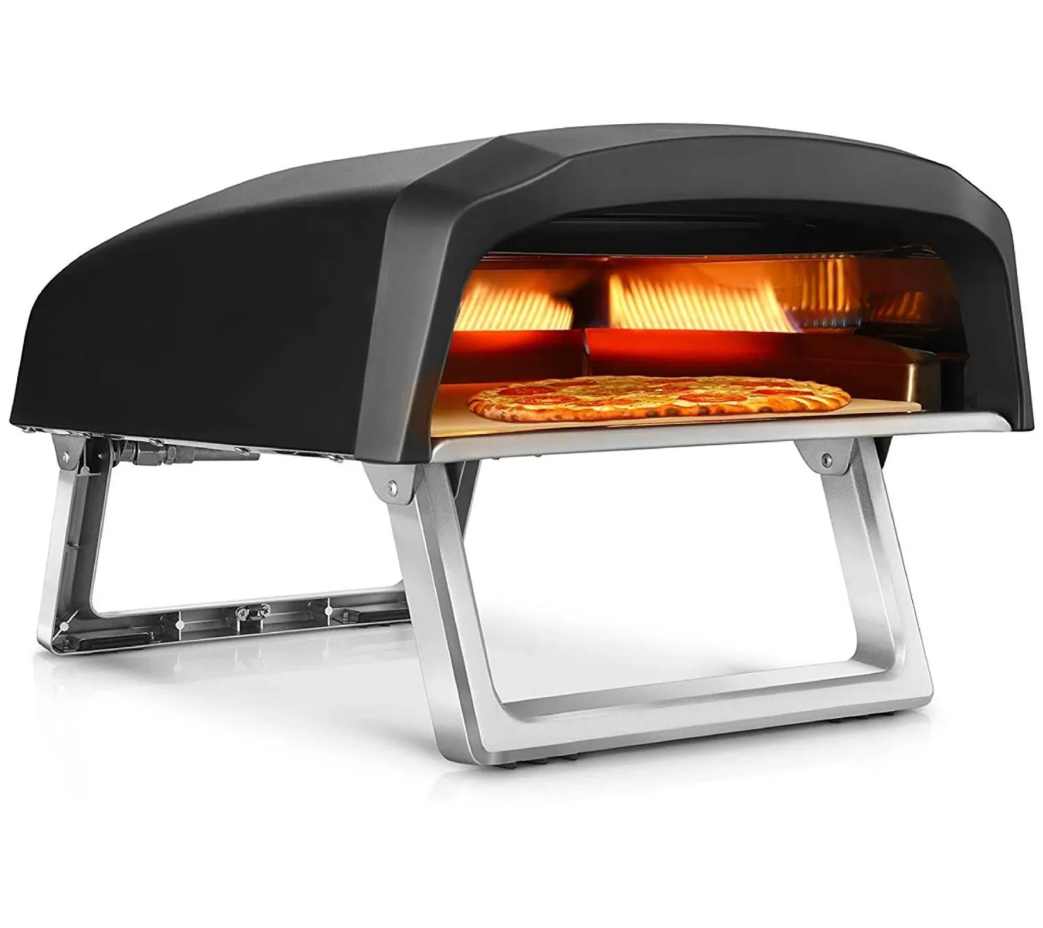 Nutrichef Portable Outdoor Pizza Oven - GAS Fired, Fire & Stone