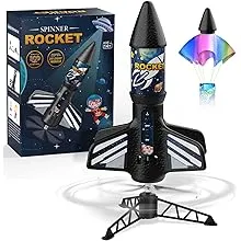 Rocket Launcher for Kids, Self-Launching Motorized Air Rocket Toy, Outdoor Toys for Ages 8-12, Model Rockets with Parachute Safely Land, Launch up to 200 ft Birthday Gifts for Boys