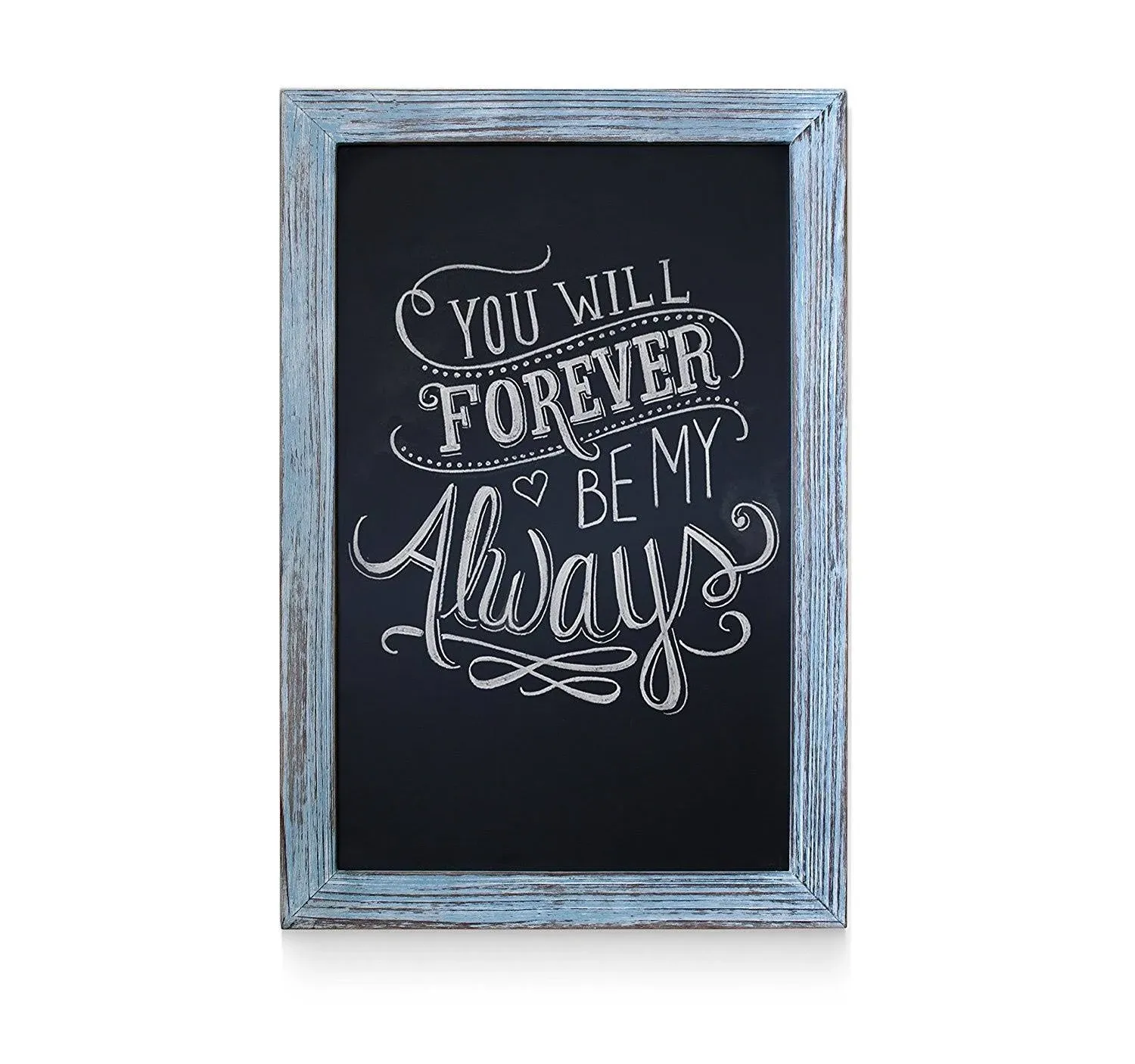 HBCY Creations 20" x 30" Rustic Blue Solid Wood Frame Wall Chalkboard, Magnetic Surface, Home Décor, Restaurant & Café Menus, Blackboard, Includes Chalk, Eraser & Hanging Hardware