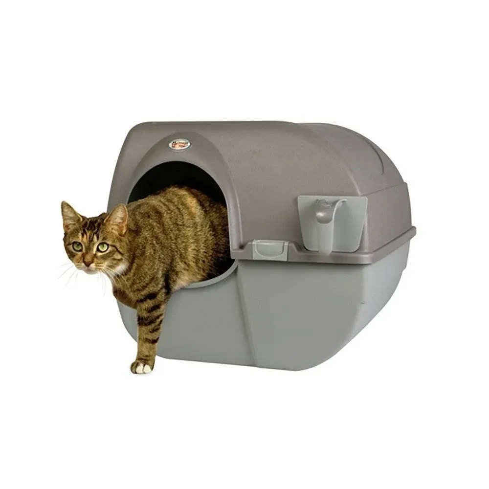 Omega Paw NRA15-1 Improved Roll 'n Clean Self Cleaning Litter Box Regular Pewter