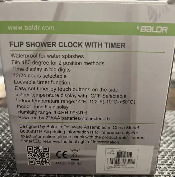 BALDR Digital Shower Clock with Timer Displays Time And Temperature^!*