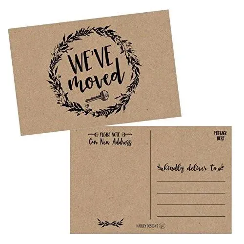 Set of 50 Rustic Kraft We've Moved Postcards, Change of New Address Moving Announcements, House Warming Gifts, Weve Moved Cards, We Have Just Moved Note Cards, Pack of Real Estate Home PostcardSet of 50 Rustic Kraft We've Moved Postcards, Change of New A