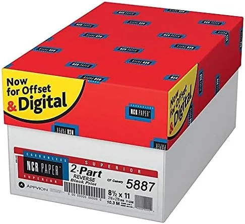 8.5 x 11 Superior Carbonless Paper, NCR5887, 2 Part Reverse (Bright White/Canary), 2000 Sets, 4000 Sheets, (8 REAMS)