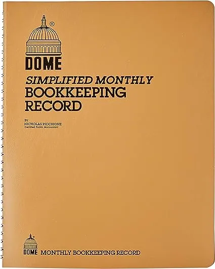 Dome Bookkeeping Record, Tan Vinyl Cover, 128 Pages, 8 1/2 x 11 Pages