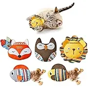 Potaroma Cat Toys Jungle Animals, 5 Pack Bite Resistant Catnip Toys, Interactive Cat Kicker Toys for Indoor Cats, Promotes Kitten Exercise, 3.5 Inches