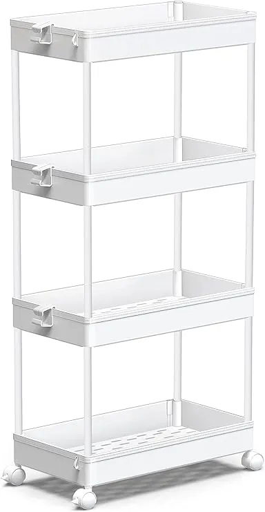 Spacekeeper Rolling Storage Cart 4 Tier Bathroom Organizer Mobile Shelving Unit Utility Cart Kitchen Laundry